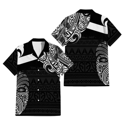 Polynesian New Zealand Matching Outfit For Couple Mask Puletasi Dress And Hawaiian Shirt For Her Him