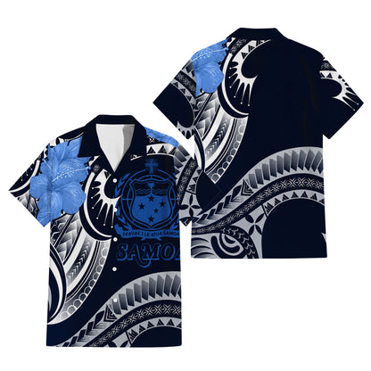 Samoa Coat Of Arms Couple Outfit Matching Polynesian Tribal Pattern Curve Style Dress And Hawaiian Shirt