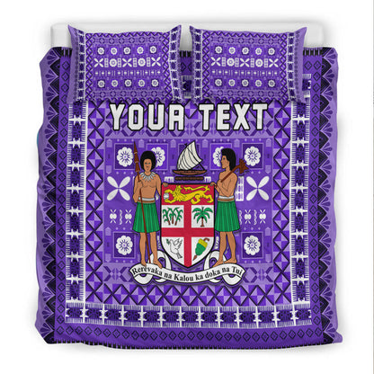 (Custom Personalised) Fiji Bedding Set Pattern Fijian Tapa Pattern Purple