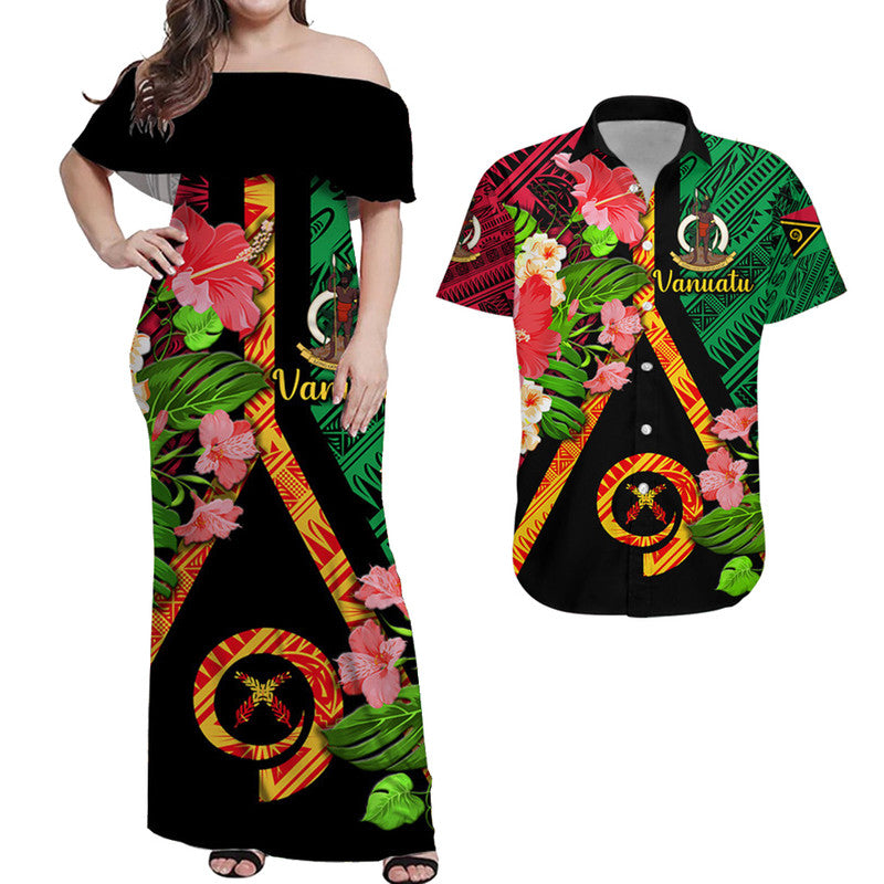 Vanuatu Combo Dress and Hawaiian Shirt Matching Couples Outfit Independence Be Proud Vanuatu Flag