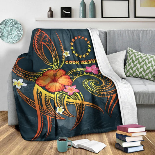 Cook Islands Polynesian Premium Blanket Legend of Cook Islands Blue