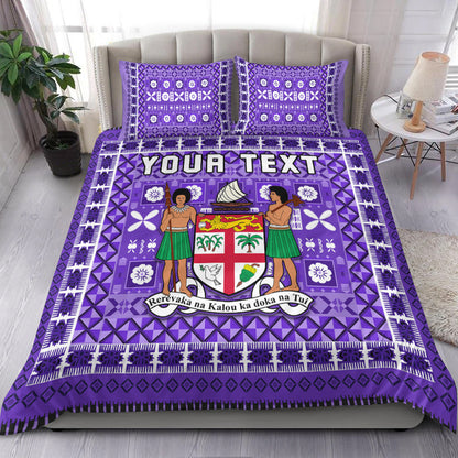 (Custom Personalised) Fiji Bedding Set Pattern Fijian Tapa Pattern Purple