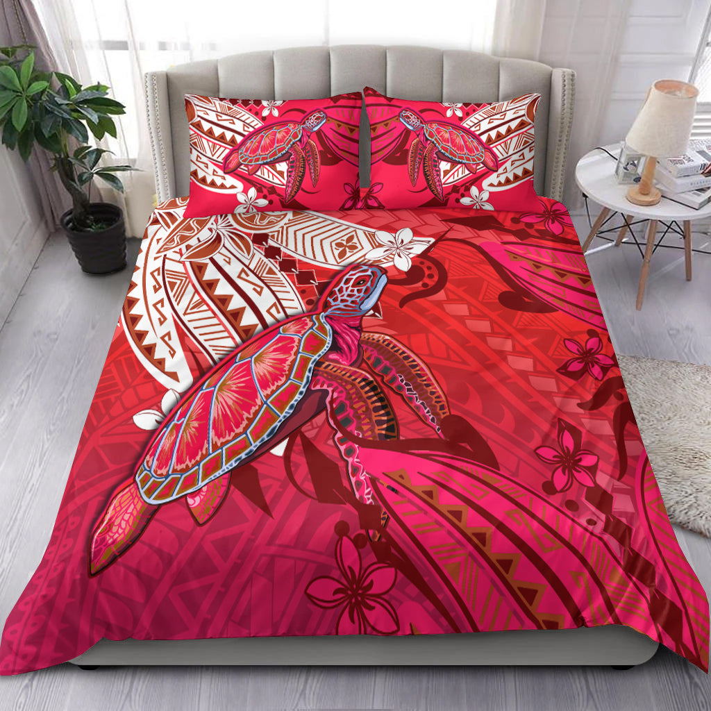 Hawaiian Islands Bedding Set Turtle Mix Hawaii Polynesian Red