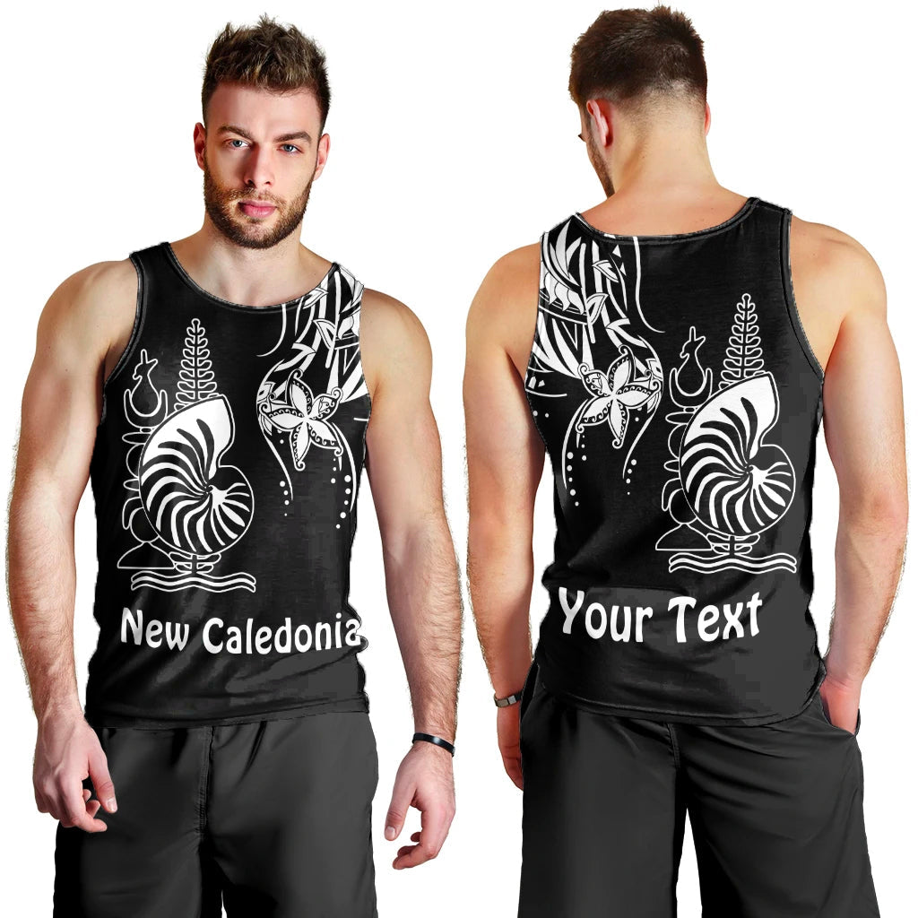 Custom Personalised New Caledonia Men Tank Top Emblem Nautilus Shell Version Black