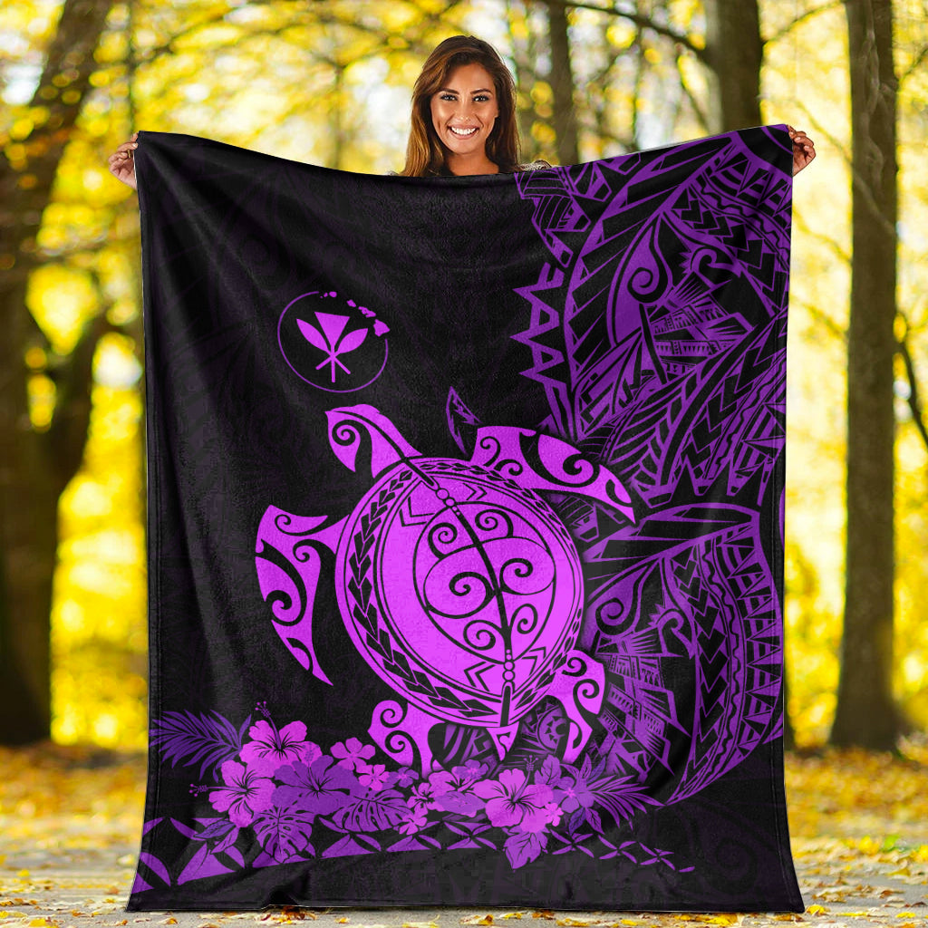 Hawaii Polynesian Premium Blanket Purple Sea Turtles Hawaiian