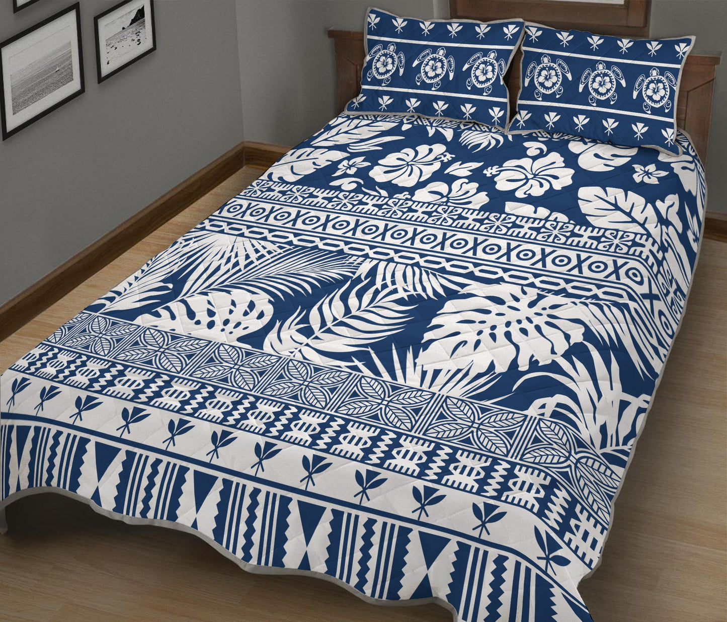 Hawaii Quilt Bed Set Pattern Version Unique Navy