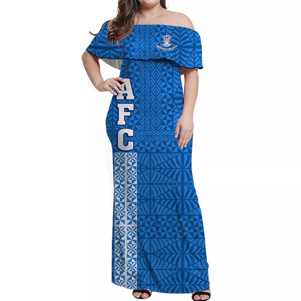 Apifoou College Off Shoulder Long Dress Tongan Pattern AFC Lovers Ver.02