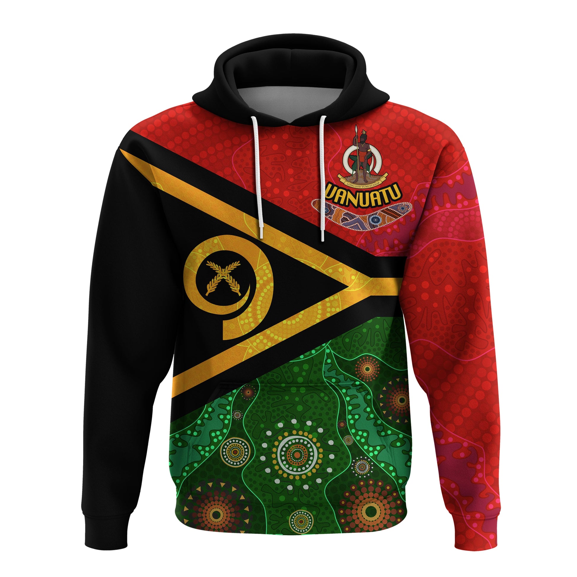 Vanuatu With Aboriginal Patterns Hoodie -0