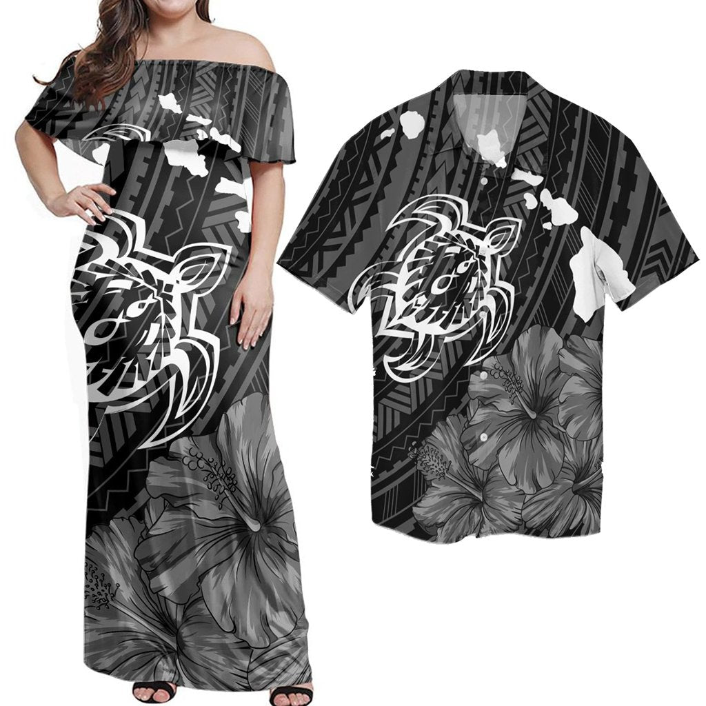 Matching Hawaiian Outfits Combo Dress And Shirt Hawaiian Hibiscus Sea Turtle Swim Polynesian