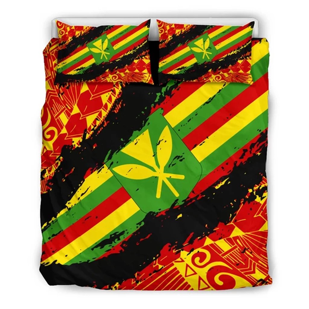 Hawaiian Kanaka Maoli Flag Polynesian Bedding Set Nora Style