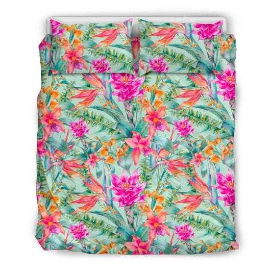 Hawaiian Floral Tropical Bird Of Paradise Polynesian Bedding Set