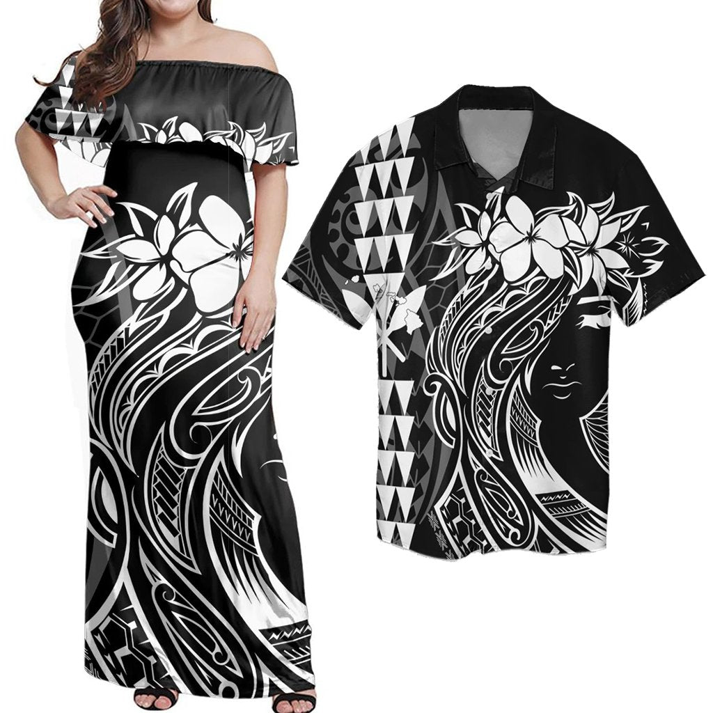 Matching Hawaiian Outfits Combo Dress And Shirt Hawaii Map Kanaka Polynesian Hula Girl