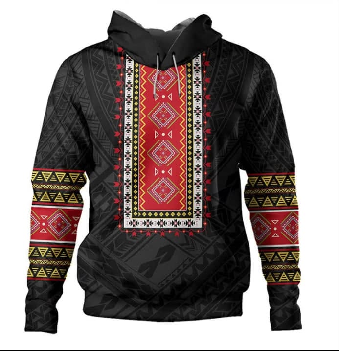 Philippines Hoodie Polynesian Tribal Black Pattern Style Zip Hoodie
