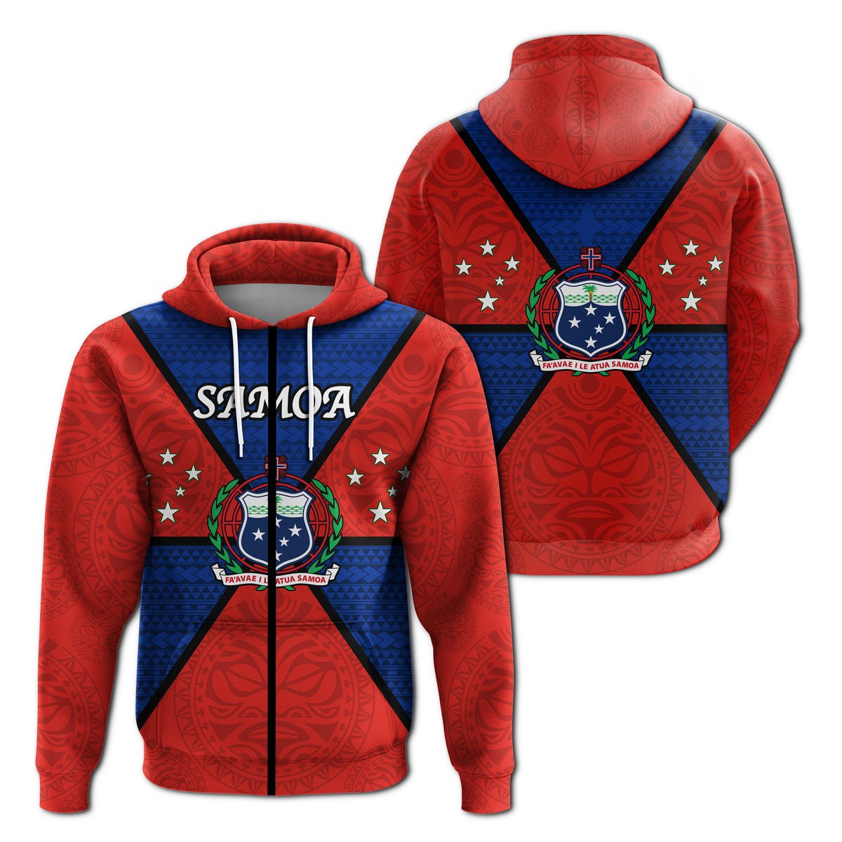 Samoa Zip up Hoodie Maori Polynesian -0