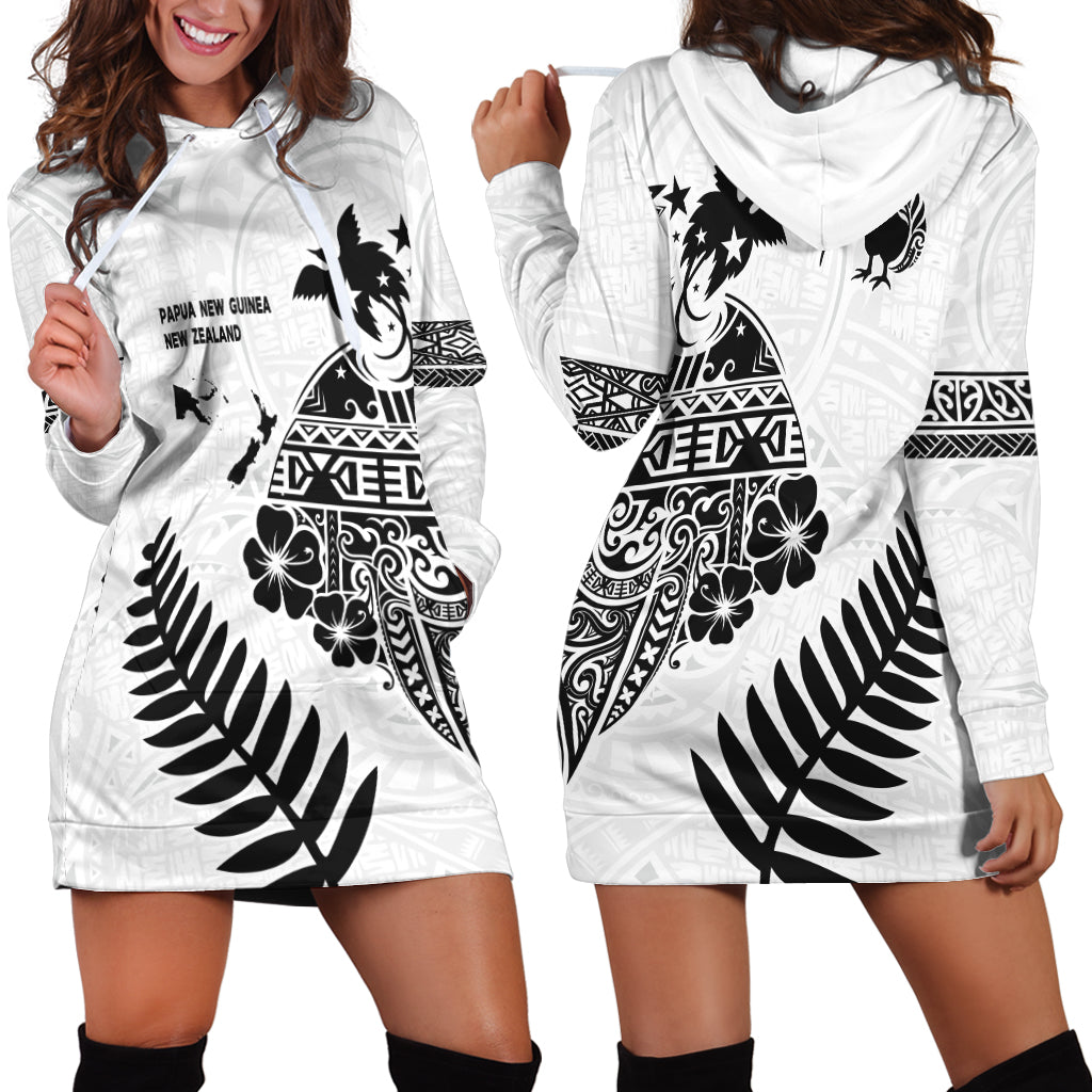 Papua New Guinea and New Zealand Hoodie Dress White Maori Polynesian
