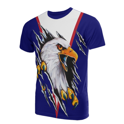 American Samoa T - Shirt - Eagle Scratch Style Blue