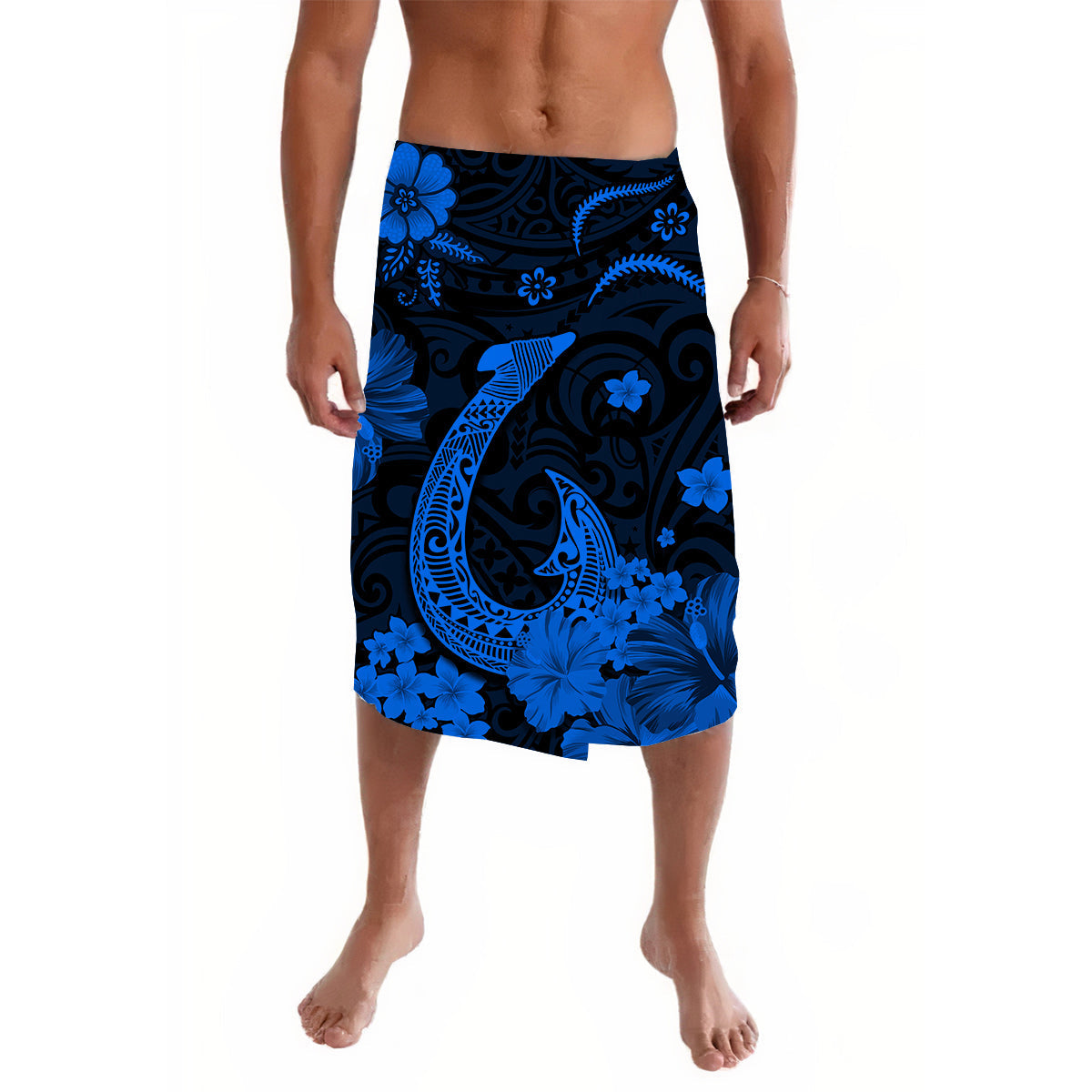 Hawaii Lavalava Polynesia Blue Fish Hook