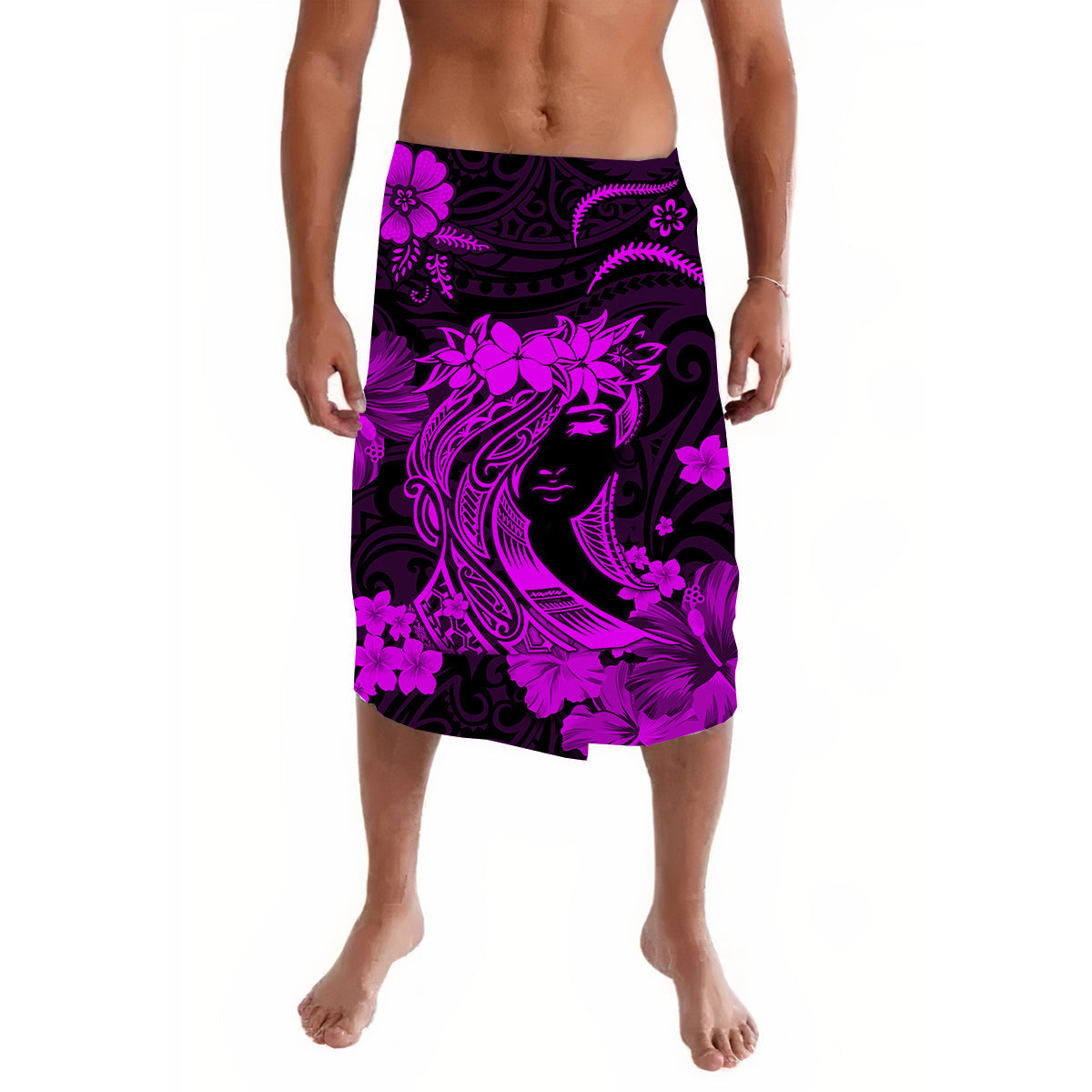 Hawaii Lavalava Polynesia Purple Attractive Hula Girl