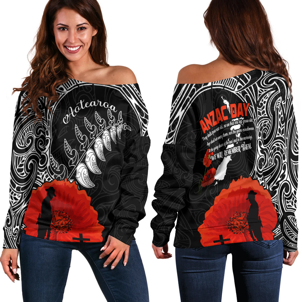 New Zealand Anzac 2022 Women Off Shoulder Maori Mix Fern Poppy