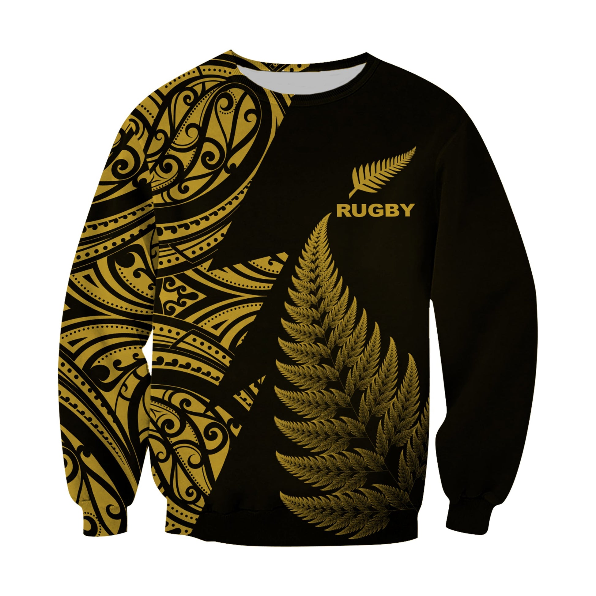 New Zealand Rugby Sweatshirt Aotearoa Maori Style Gold