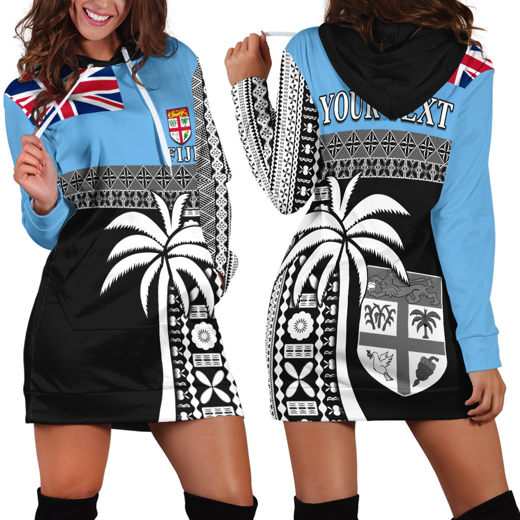 Custom Personalised Fiji Tapa Pattern Hoodie Dress Coconut Tree