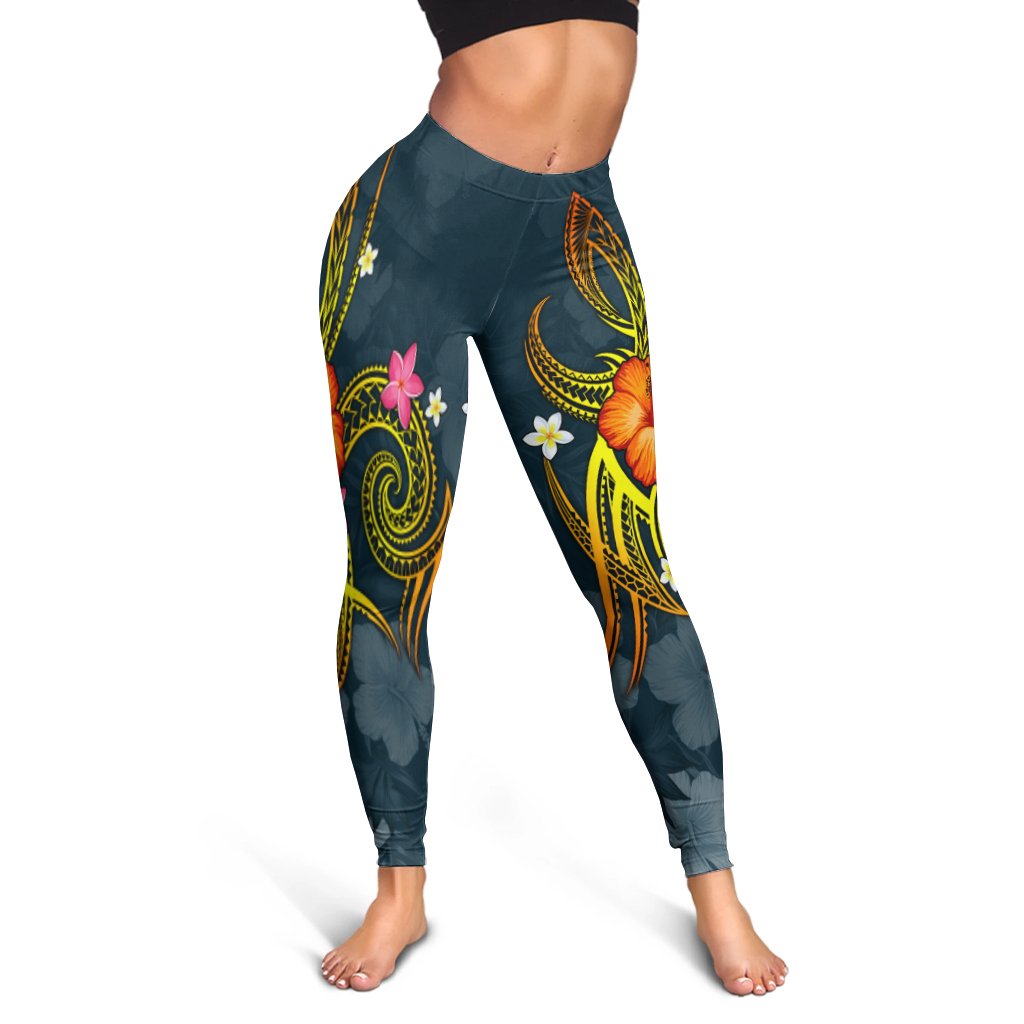 Papua New Guinea Polynesian Women's Leggings - Legend of Papua New Guinea Blue