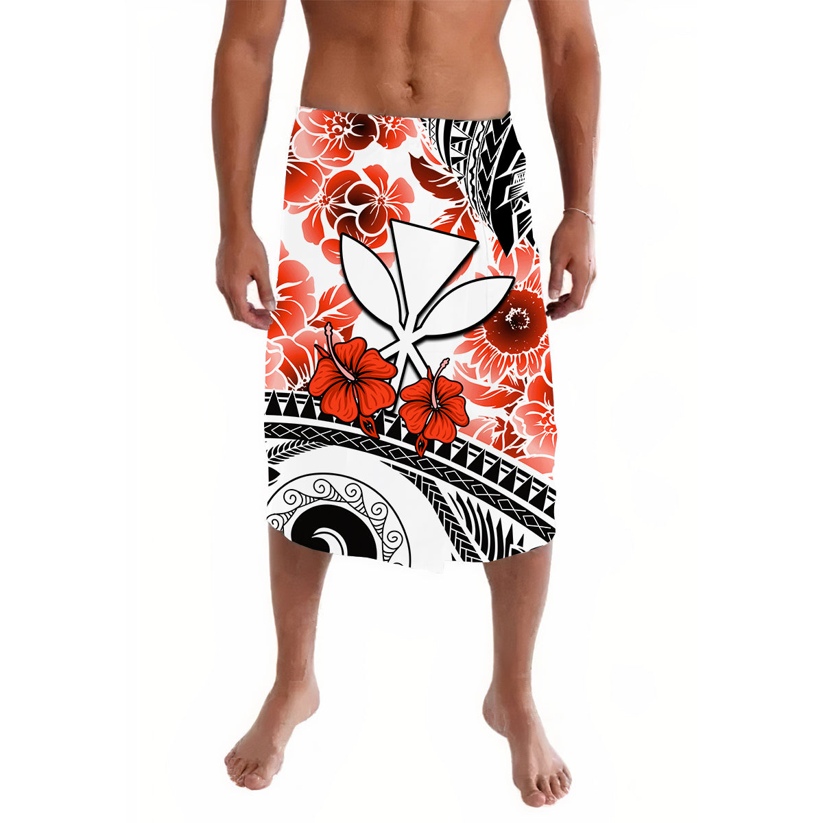 Hawaii Lavalava Polynesian and Red Hibiscus