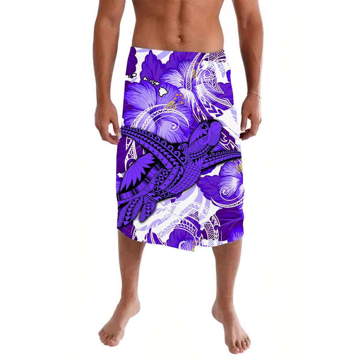 Hawaii Lavalava Purple Polynesian Turtle and Hibiscus