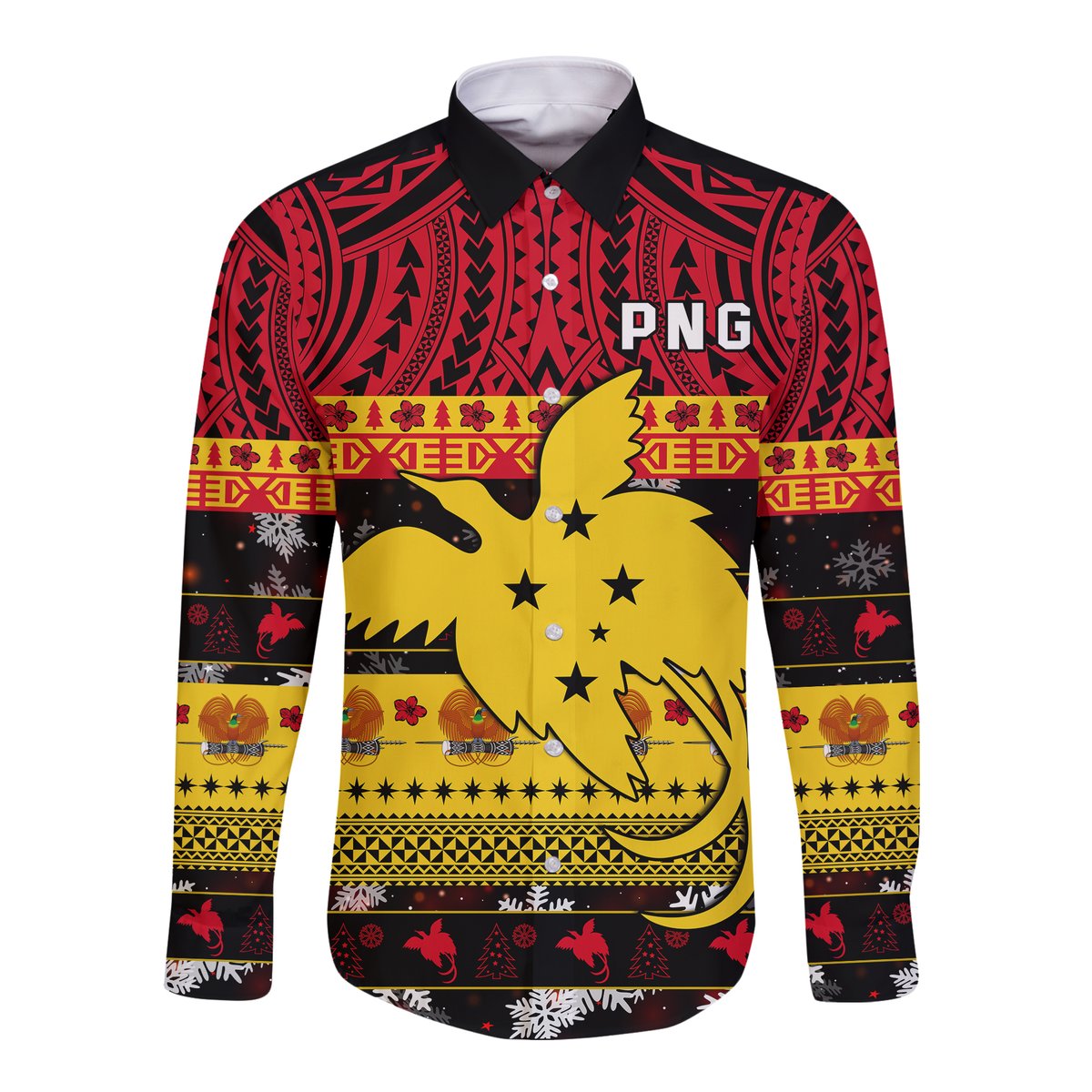 Papua New Guinea Christmas Hawaii Long Sleeve Button Shirt Raggiana Loved