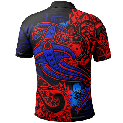 Samoa Polo Shirt - Blue Shark Polynesian Tattoo