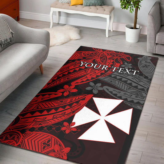(Custom Personalised) Wallis and Futuna Area Rug Enjoy Polynesian Flowers