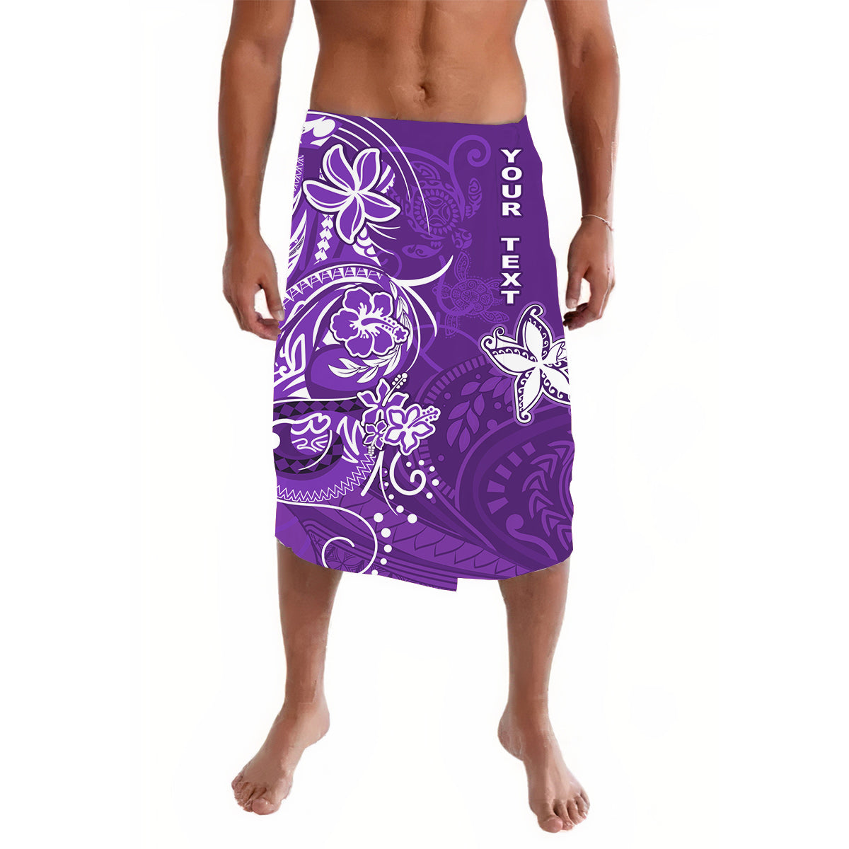 (Custom Personalised) Lavalava Polynesia Purple Sea Turtle Honu and Map