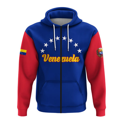 Custom Venezuela Baseball Pride Zip Hoodie