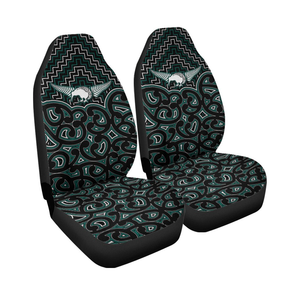 New Zealand Car Seat Cover Maori Graphic Tee patterns Green