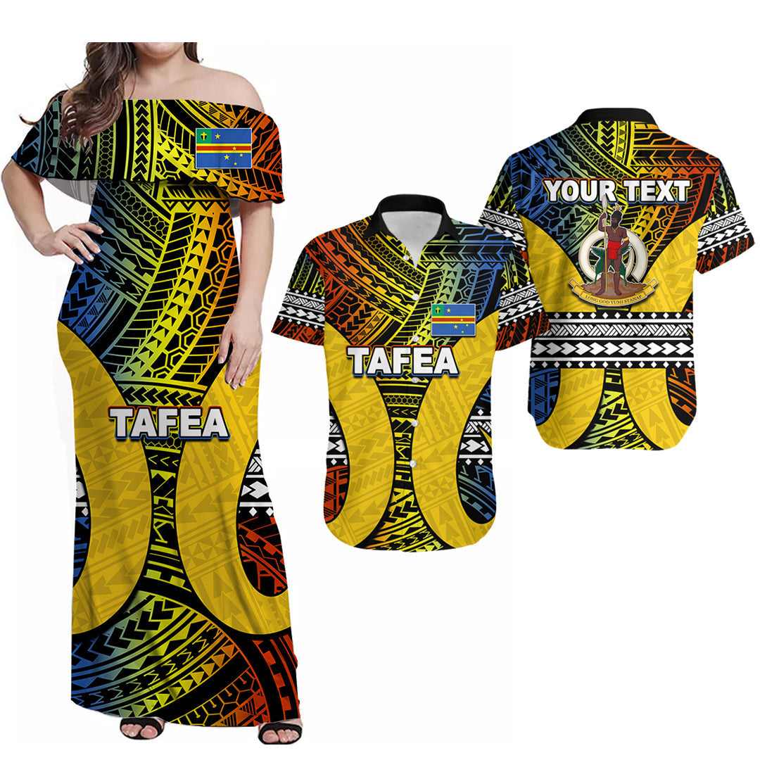 (Custom Personalised) Matching Outfits For Couples Polynesian Tafea Of Vanuatu Combo Dress And Shirt