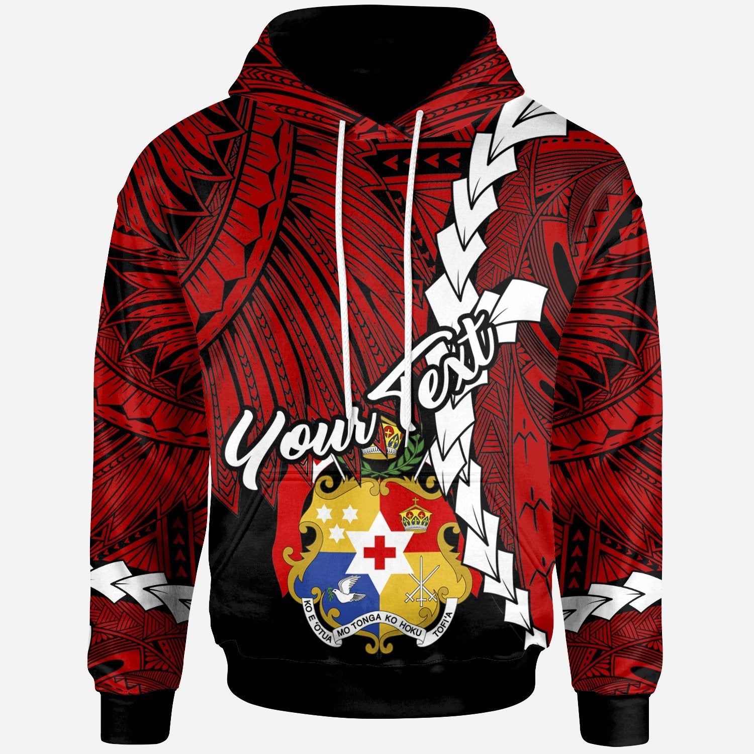 Tonga Polynesian Hoodie Tribal Wave Tattoo Flag Color