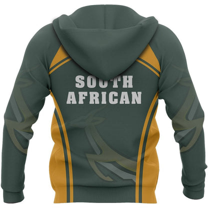 African Hoodie South Africa Springbok Zipper Hoodie Sport Style