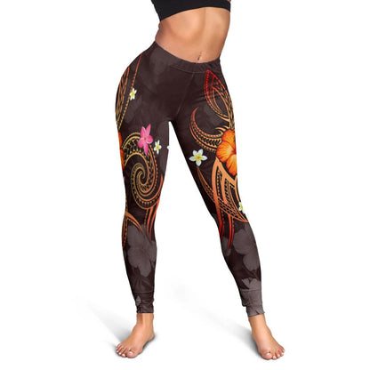 Papua New Guinea Polynesian Women's Leggings - Legend of Papua New Guinea Red