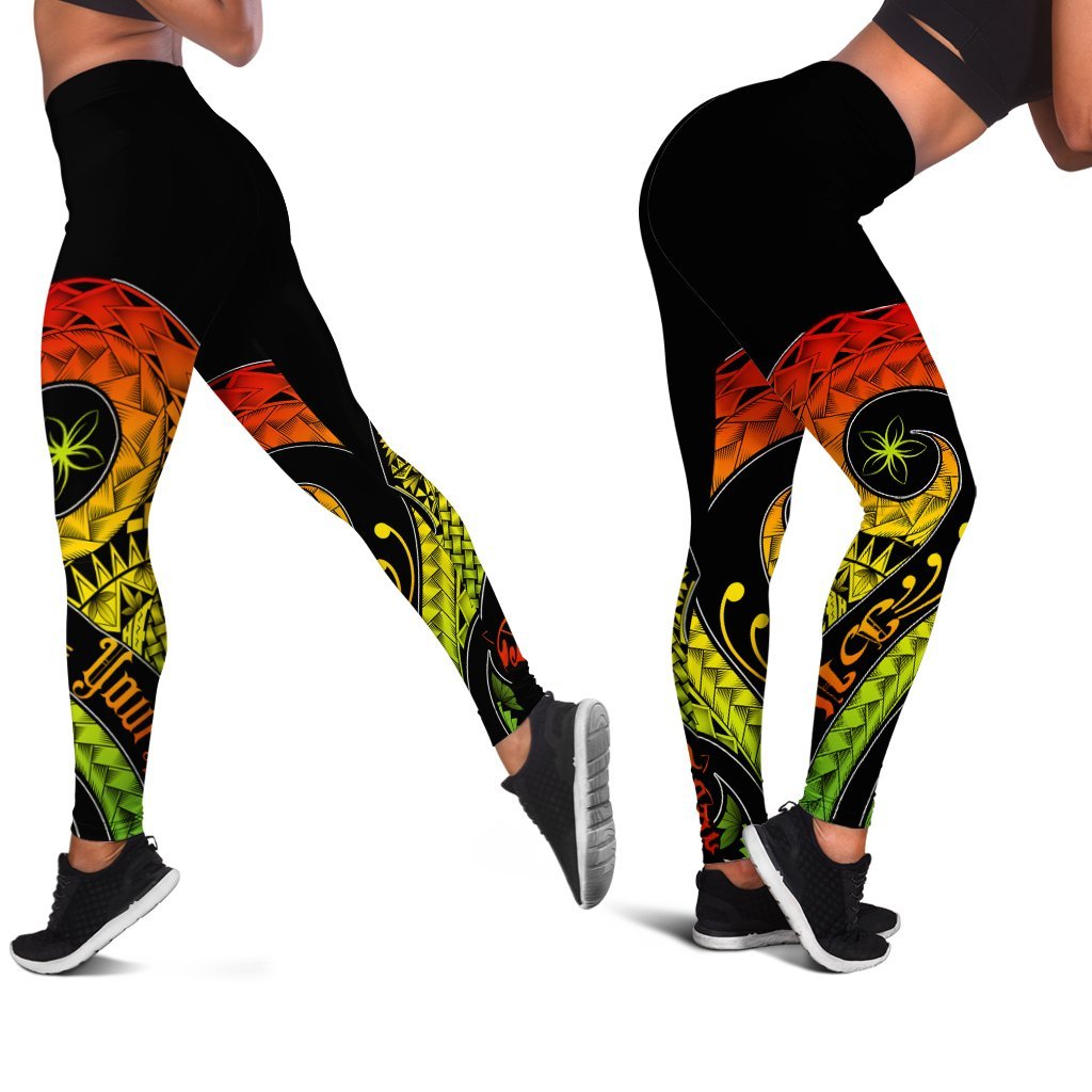 Papua New Guinea Personalised Legging - PNG Bird And Polynesian Decorative Pattern