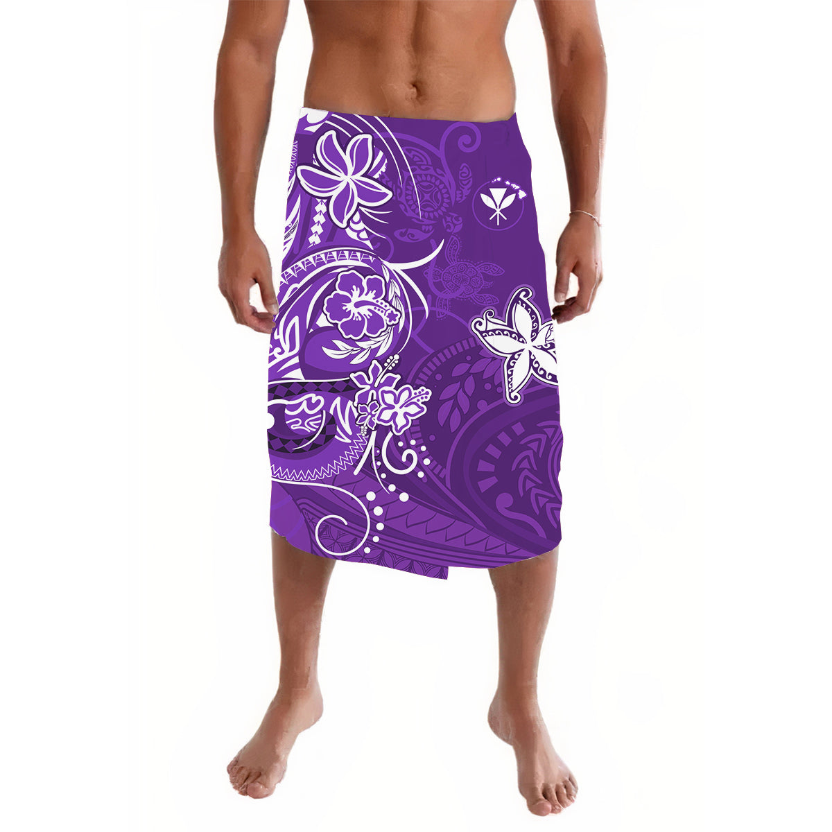 Hawaii Lavalava Polynesia Purple Sea Turtle Honu and Map