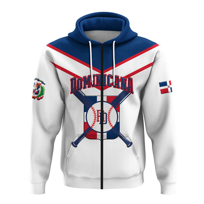 Custom Dominican Republic Zip Hoodie Baseball Pride
