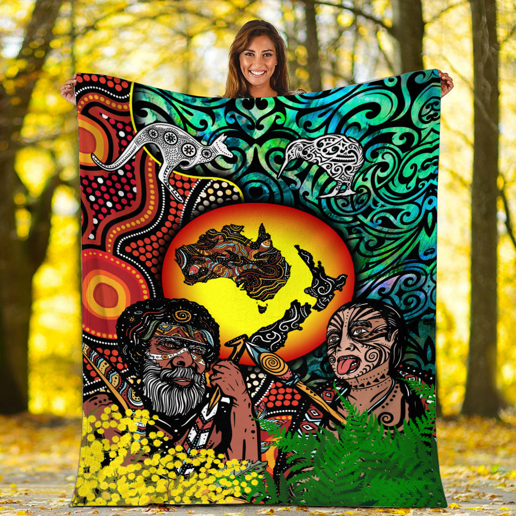 Australia Aboriginal Kangaroo Combine New Zealand Maori Kiwi Bird Blanket