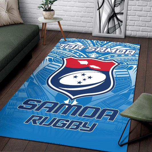 Samoa Rugby Toa Samoa Blue Style Area Rug