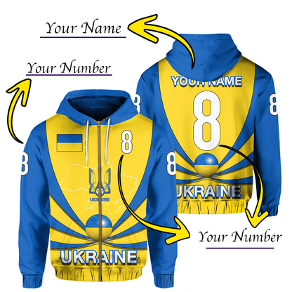 Custom Ukraine Football 2021 Zip up Hoodie0