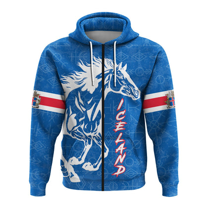 Icelandic Horse Pride Zip Hoodie LT12