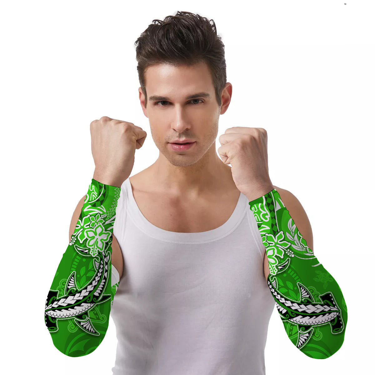 Arm Sleeves (Set of Two) Hawaii Polynesia Sea Turtle Honu and Hammerhead Shark Ver.07