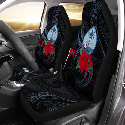 Guam Car Seat Covers Polynesian Flowers Version Black