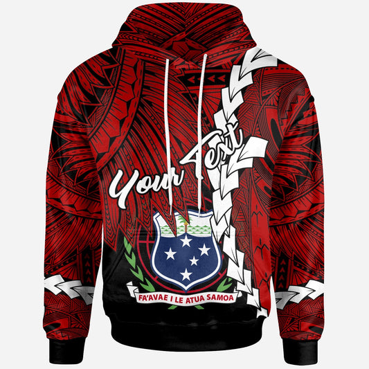 Custom Text Samoa Polynesian Custom Personalised Hoodie Tribal Wave Tattoo Flag Color