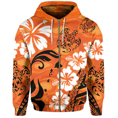 Hawaii Hoodie Orange Lanai Hawaiian Zip Hoodie AH