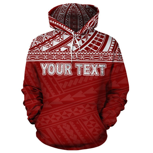 Custom Text Samoa Polynesian Personalised Custom Hoodie Red Style